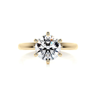 Brilliant 2.0ct round solitaire moissanite ring tilted view catching the light