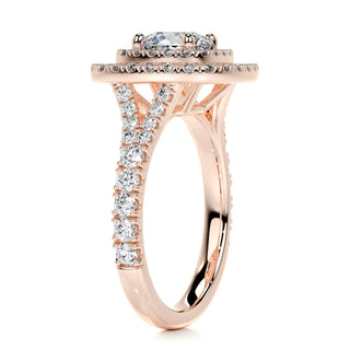 1.0 CT Round Cut Double Halo Pave Moissanite Engagement Ring