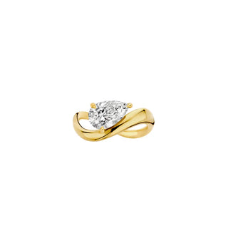 Stunning 2.0ct pear moissanite wedding band angled view showing its sparkle