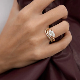 2.0ct Pear East West Moissanite Diamond Unique Infinity Shape Engagement Ring With Matching Band