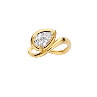 1.20ct Pear Bezel Diamond Sweeping Wave Band Unique Engagement Ring