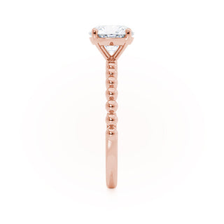 Shimmering 1.20ct round solitaire moissanite ring close up of the setting