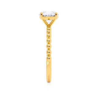 Modern 1.0ct round solitaire moissanite ring close up of the setting image 3