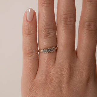 0.42ct 7 Stone Baguette Cut Moissanite Diamond Wedding Band