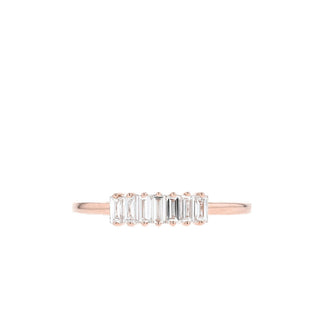 0.42ct 7 Stone Baguette Cut Moissanite Diamond Wedding Band