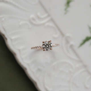 1.05CT Round Moissanite Diamond Pave Engagement Ring