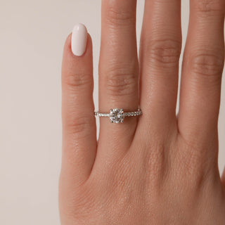 1.05CT Round Moissanite Diamond Pave Engagement Ring
