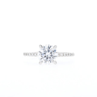 1.05CT Round Moissanite Diamond Pave Engagement Ring