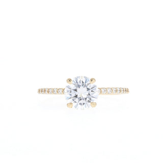 1.05CT Round Moissanite Diamond Pave Engagement Ring