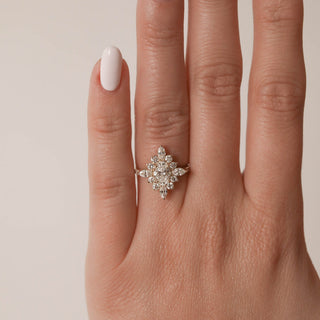0.75ct Oval Cut Halo Cluster Diamond Moissanite Engagement Ring
