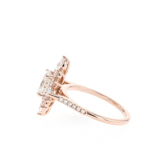 0.75ct Oval Halo Cluster Diamond Moissanite Engagement Ring