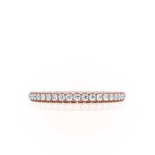 Sparkling 0.49ct round full eternity moissanite wedding band angled view showing its sparkle