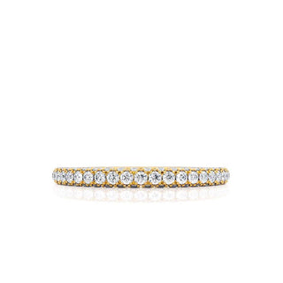 Graceful 0.49ct round full eternity moissanite wedding band angled view showing its sparkle