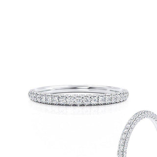 Vintage 0.49ct round full eternity moissanite wedding band close up of the setting