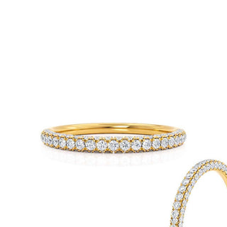 Graceful 0.49ct round full eternity moissanite wedding band close up of the setting