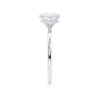 Brilliant 1.50ct princess hidden halo moissanite ring shown on a finger