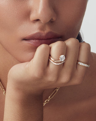 2.0ct Round Moissanite Diamond Channel Pave Unique Engagement Ring With Matching Band