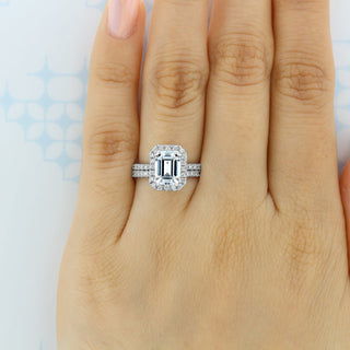 Classic round full eternity moissanite wedding band detail view of the band