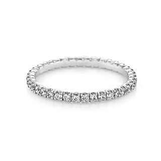 Refined round full eternity moissanite wedding band front view