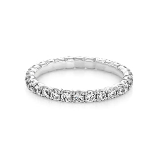 Elegant round full eternity moissanite wedding band front view image 2