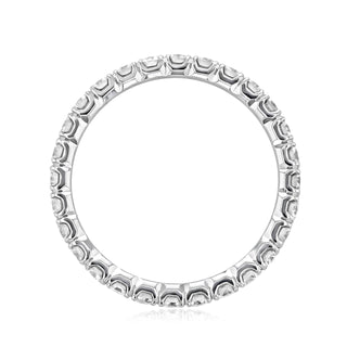 Elegant round full eternity moissanite wedding band side profile view image 2