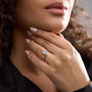 Modern 1.0ct oval solitaire moissanite ring overhead view