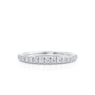 Graceful 0.21ct round full eternity moissanite wedding band close up of the setting