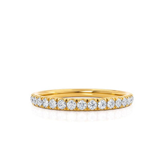 Shimmering 0.21ct round full eternity moissanite wedding band close up of the setting