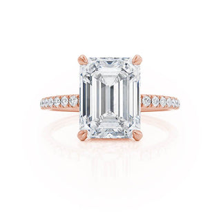 Vintage 1.75ct emerald hidden halo moissanite ring side profile view