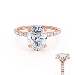 Dazzling 1.50ct oval hidden halo moissanite ring side profile view