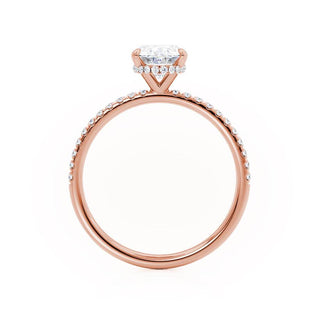 Dazzling 1.50ct oval hidden halo moissanite ring shown on a finger