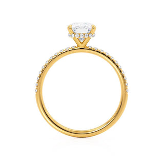 Dazzling 2.30ct cushion hidden halo moissanite ring shown on a finger