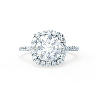 Timeless 1.0ct round halo moissanite ring side profile view image 3