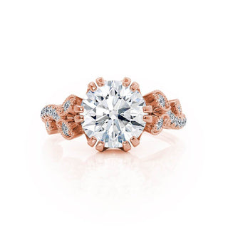 Brilliant 1.50ct round cluster moissanite ring angled view showing its sparkle