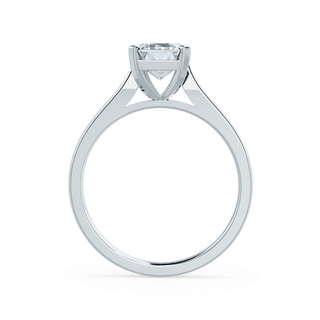 Modern 1.75ct emerald solitaire moissanite ring shown on a finger
