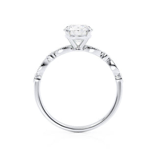 Sparkling 1.0ct round solitaire moissanite ring close up of the setting image 4