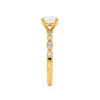 Sparkling 1.0ct round solitaire moissanite ring shown on a finger image 4