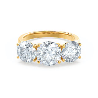 Gorgeous 1.50ct round three stone moissanite ring side profile view