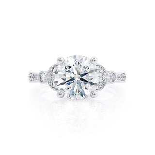 Lustrous 1.50ct round cluster moissanite ring front view