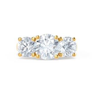 Sparkling 1.0ct round three stone moissanite ring angled view showing its sparkle