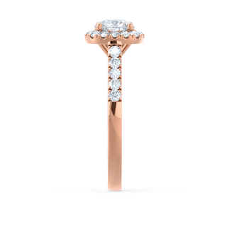 Sparkling 1.10ct cushion halo moissanite ring detail view of the band