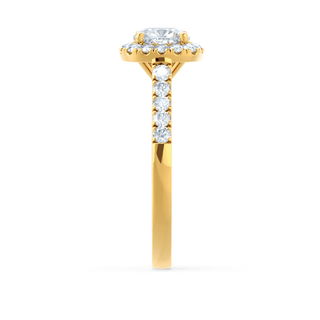 Brilliant 1.10ct cushion halo moissanite ring detail view of the band