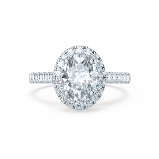 Stunning 1.50ct oval halo moissanite ring angled view showing its sparkle image 2