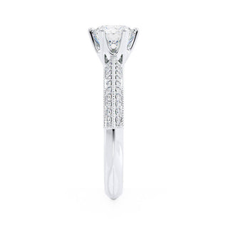 Classic 1.50ct round solitaire moissanite ring close up of the setting