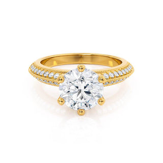 Elegant 1.50ct round solitaire moissanite ring angled view showing its sparkle