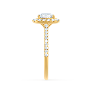 Brilliant 1.30ct cushion halo moissanite ring close up of the setting