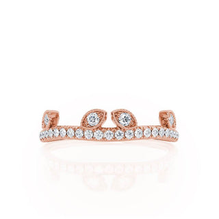 Elegant 0.21ct round moissanite wedding band side profile view