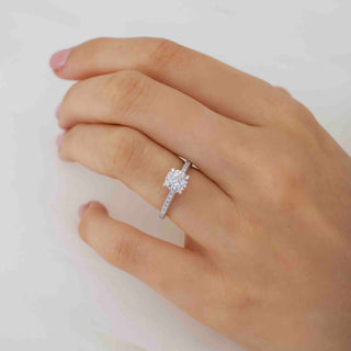 Vintage 1.0ct round hidden halo moissanite ring top view