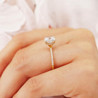 Dazzling 2.40ct cushion hidden halo moissanite ring top view