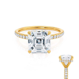 Chic 1.50ct asscher hidden halo moissanite ring side profile view